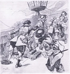 La mort de Von Tromp, 31 juillet 1653, illustration de British Battles on Land and Sea, 1915