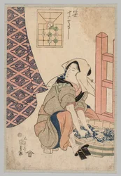 Femme assise lavant des vêtements dans une cuve en bois, 1786-1864