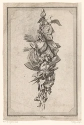 Trophée avec aigle, vase et casque
