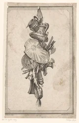 Trophée avec vases et bouclier