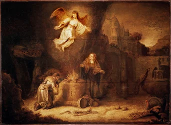 Le sacrifice de Manoah. Manoach est le père de Simson (peinture à l