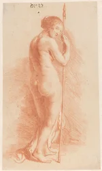 Femme debout avec une lance