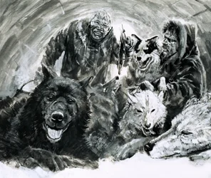 Vilhjalmar Stefansson découvre les Esquimaux blonds (gouache sur papier)