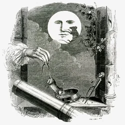 Un animal dans la lune : fable de La Fontaine illustrée par Grandville.