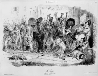 La grippe : maladie contagieuse qui exerce sa fureur sur les Parisiens en 1831 - gravure par Grandville dans «La Caricature»
