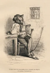 Loup lisant dans une prison