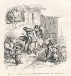 Souris faisant la charité à un cochon (Le rat philosophe)