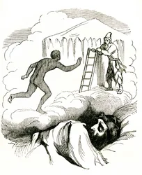 Les aventures de Robinson Crusoé par Daniel Defoe, fin du 19e siècle (gravure)