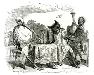 Le Renard et la Cigogne, illustration des 