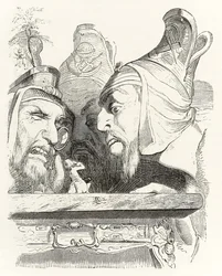 Gulliver est inspecté par les habitants de Brobdingnag, des Voyages de Gulliver par Jonathan Swift