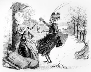 La Cigale et la Fourmi, illustration pour les «Fables» de La Fontaine (1621-95), publiée par H. Fournier Aine, 1838