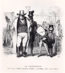 La Grenouille et le Bœuf, illustration pour les « Fables » de La Fontaine (1621-95), publiée par H. Fournier Aîné, 1838