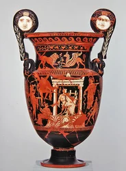 Cratère à volutes à figures rouges apuliennes, vers 375-350 av. J.-C.