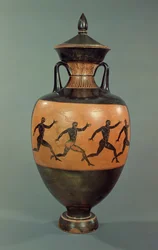 Amphore panathénaïque à figures noires décorée d