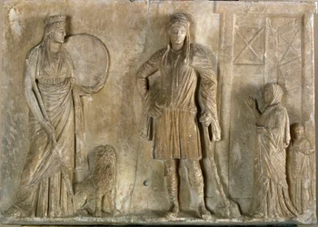 Art grec : divinités phrygiennes Cybèle et Attis, son fils et amant