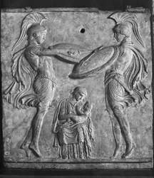 Plaque Campana, Danse des Curetes, de Myrina, Asie Mineure (terre cuite)