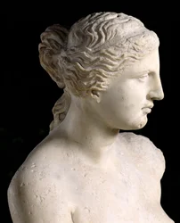 Vénus de Milo, détail de la tête, période hellénistique, vers 100 av. J.-C., marbre