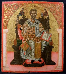Saint Nicolas en trône, icône, de Thessalonique