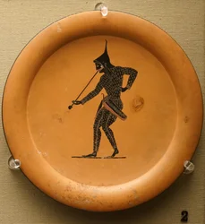 Assiette à figures noires, fabriquée à Athènes