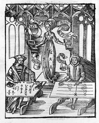 Arts libéraux : Arithmétique - dans "Margarita Philosophica" par Gregor Reisch (1467-1525). Bâle