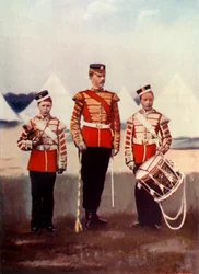 Tambour-major et tambours, Coldstream Guards, 1900