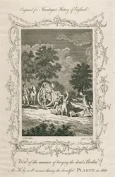Enterrement des victimes de la peste, Holywell Mount, Shoreditch, Londres, 1665, vers la fin du 18e siècle