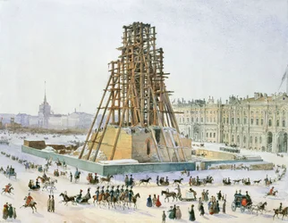 La Colonne Alexandre en échafaudages, 1833