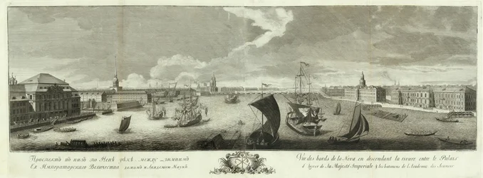 Vue de la Neva en Aval entre le Palais d