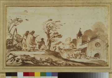 Paysage avec des figures près d