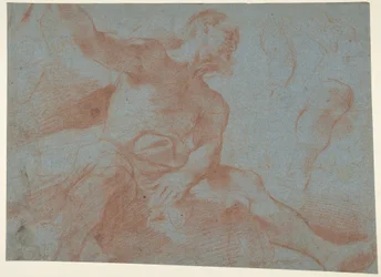 Vieil homme assis avec le bras droit levé (Tithonus) (recto)