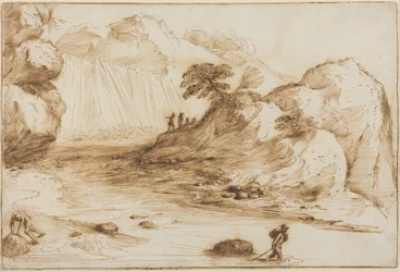 Paysage avec une cascade