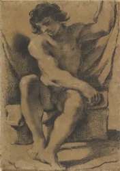 Jeune homme nu assis, vu presque de face, vers 1618