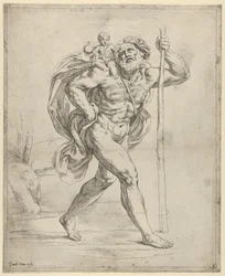 Saint Christophe marchant avec l