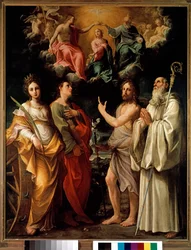 Le Couronnement de la Vierge avec quatre saints (détail)