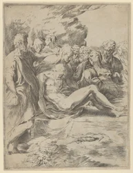 La Mise au tombeau, Christ avec les jambes étendues, la Vierge à droite, 1590-1600