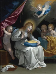 La Vierge cousant, accompagnée de quatre anges (La Couseuse)