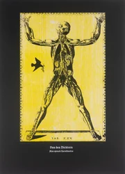 Sur les poètes, Ainsi parlait Zarathoustra, 2025 (gravure sur bois et sérigraphie)