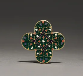 Plaque quadrilobée, vers 1300-1310 (or, émail translucide)