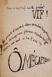 Calligramme de Guillaume Apollinaire - dans « Du coton dans les oreilles », manuscrit autographe de 17 feuillets