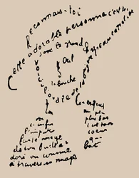 Calligramme “Reconnais-toi” poème adressé à Louise de Coligny-Chatillon, 9 février 1915