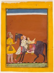 Un guerrier montant un cheval tenu : Saindhava Ragaputra de Shri, d