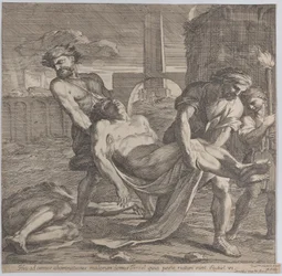 Abdon et Sennen transportant les martyrs chrétiens pour l