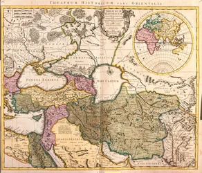 Carte des pays voisins de la mer Caspienne (Russie, Arménie, Perse, Kazakhstan, Turkménistan)