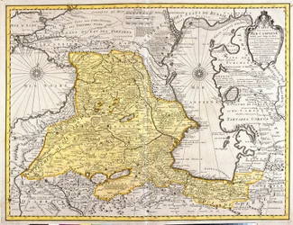 Carte des pays voisins de la mer Caspienne (Russie, Arménie, Perse, Kazakhstan, Turkménistan)