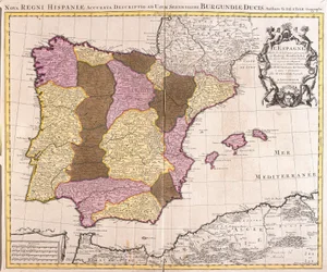 Carte de la péninsule Ibérique, Royaume du Portugal et d