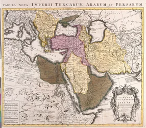 Carte du Moyen-Orient : Empire ottoman, Perse et péninsule Arabique