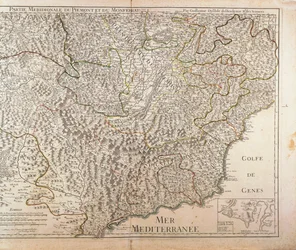 Carte de la région du Piémont méridional, Monferrato et Ligurie occidentale, par Guillaume de l
