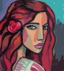 Fille avec une fleur dans les cheveux, 2008 (gouache sur papier)