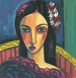Fille avec une fleur dans les cheveux, 2012 (gouache sur papier)