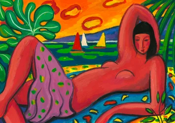 Nu sur la plage, 2011 (gouache sur papier)